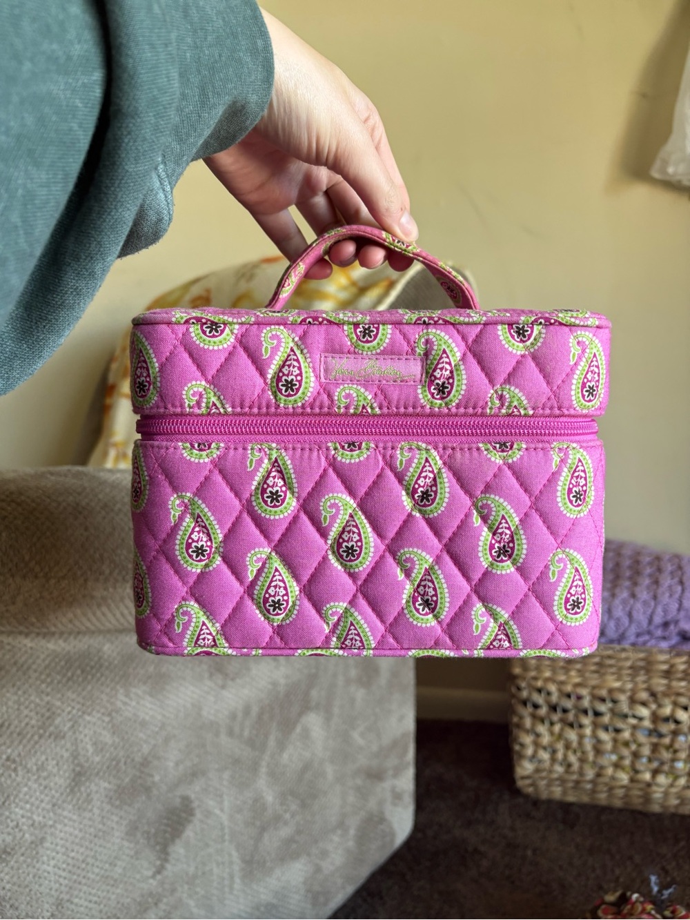 Vera Bradley Pink Quilted Paisley Train Case